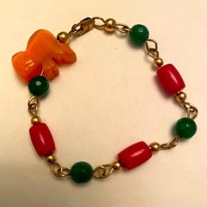 Beautiful jade kids bracelet on a 14k gold